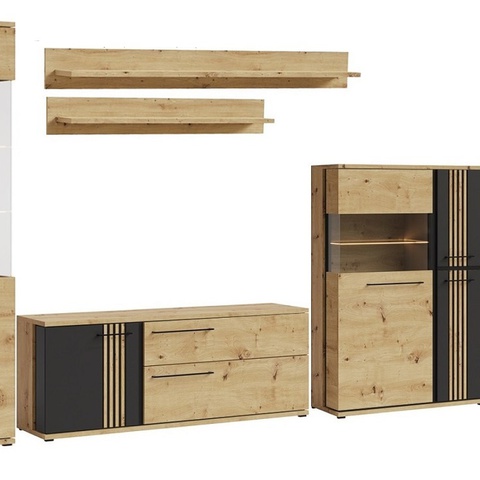 Meble pokojowe Molto B zestaw 1 artisan czarny z oświetleniem LED